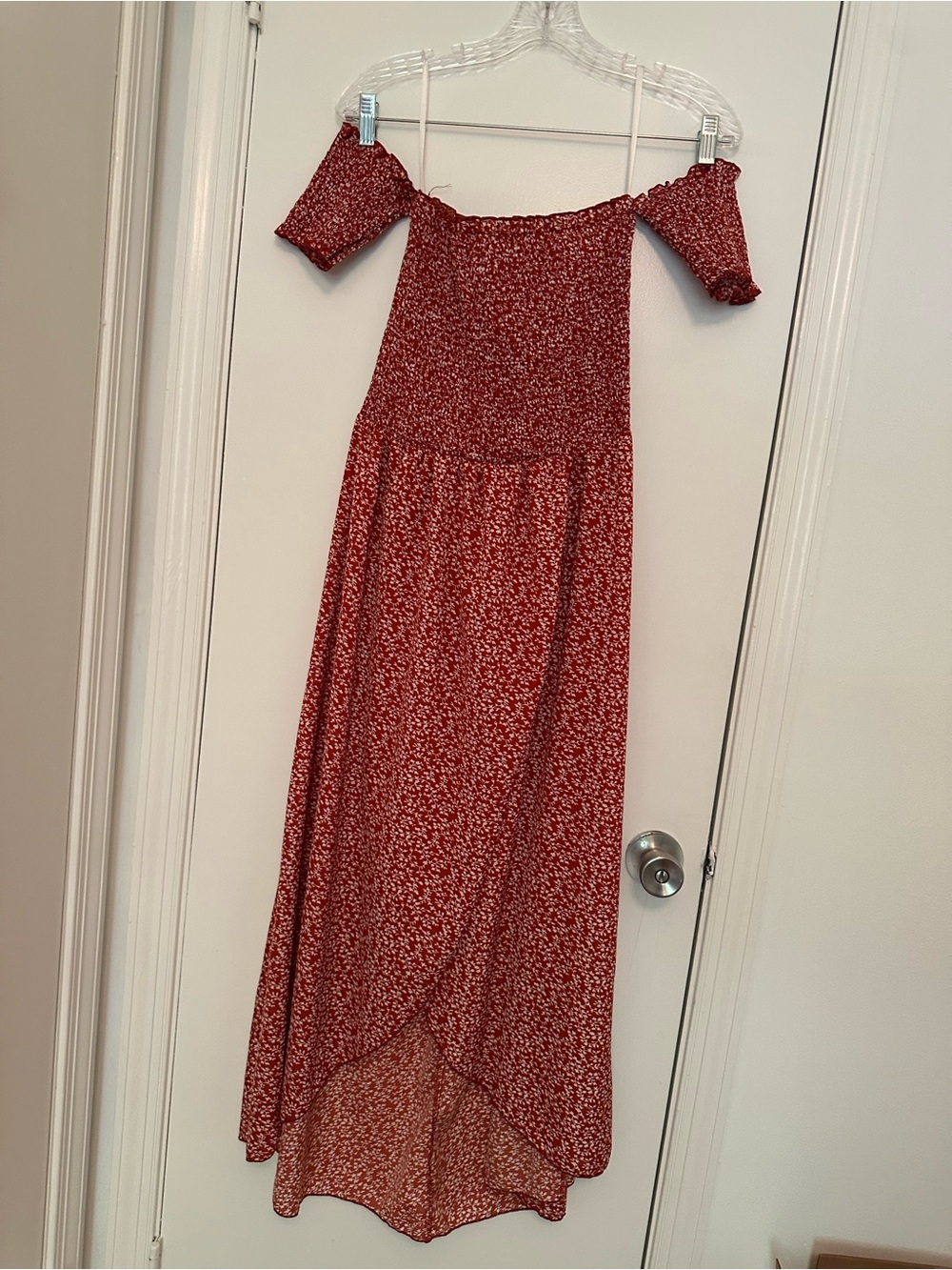 SHEIN Red Off-Shoulder Floral Maxi Dress